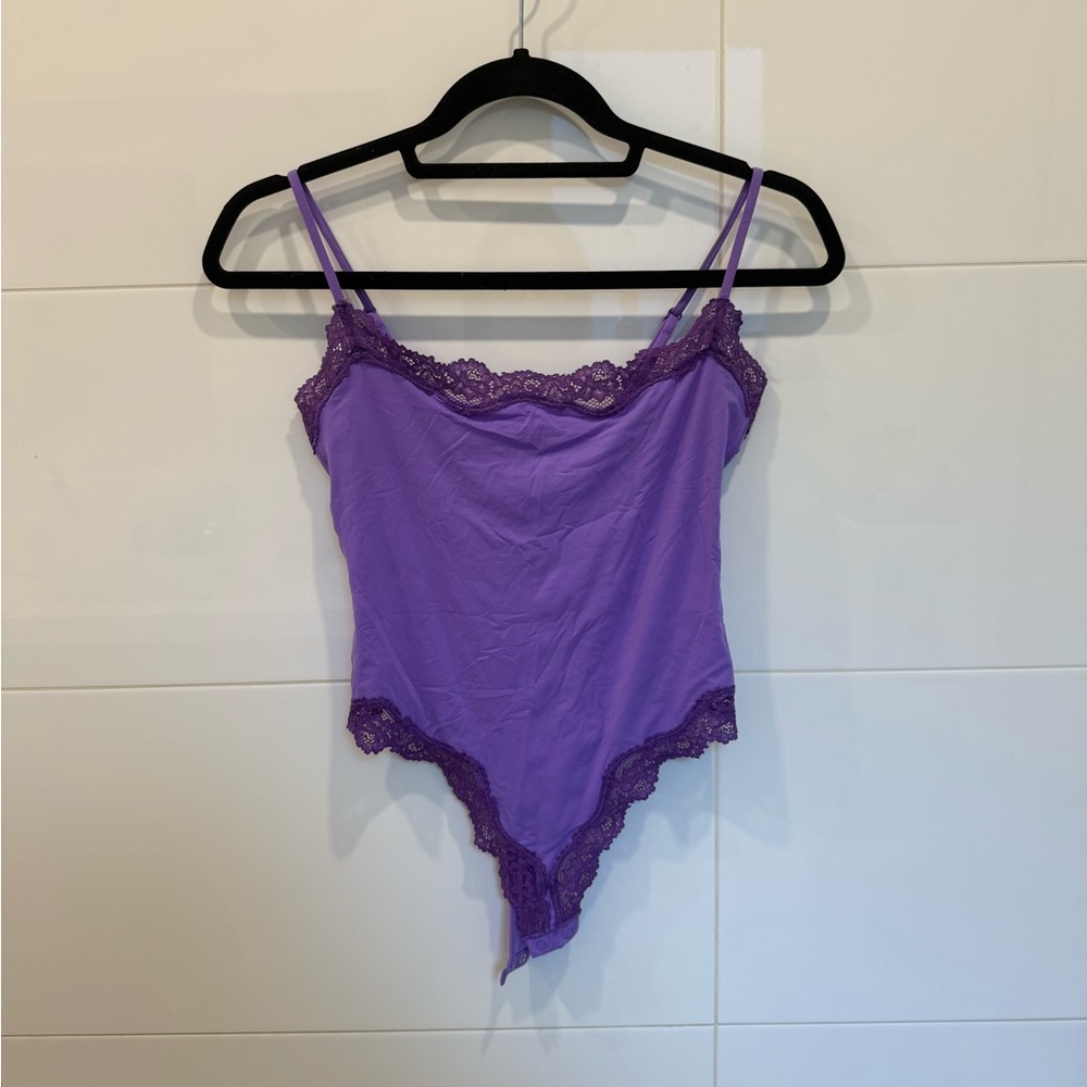 SKIMS Valentine’s day Purple Lace Trim Fits Everybody Bodysuit